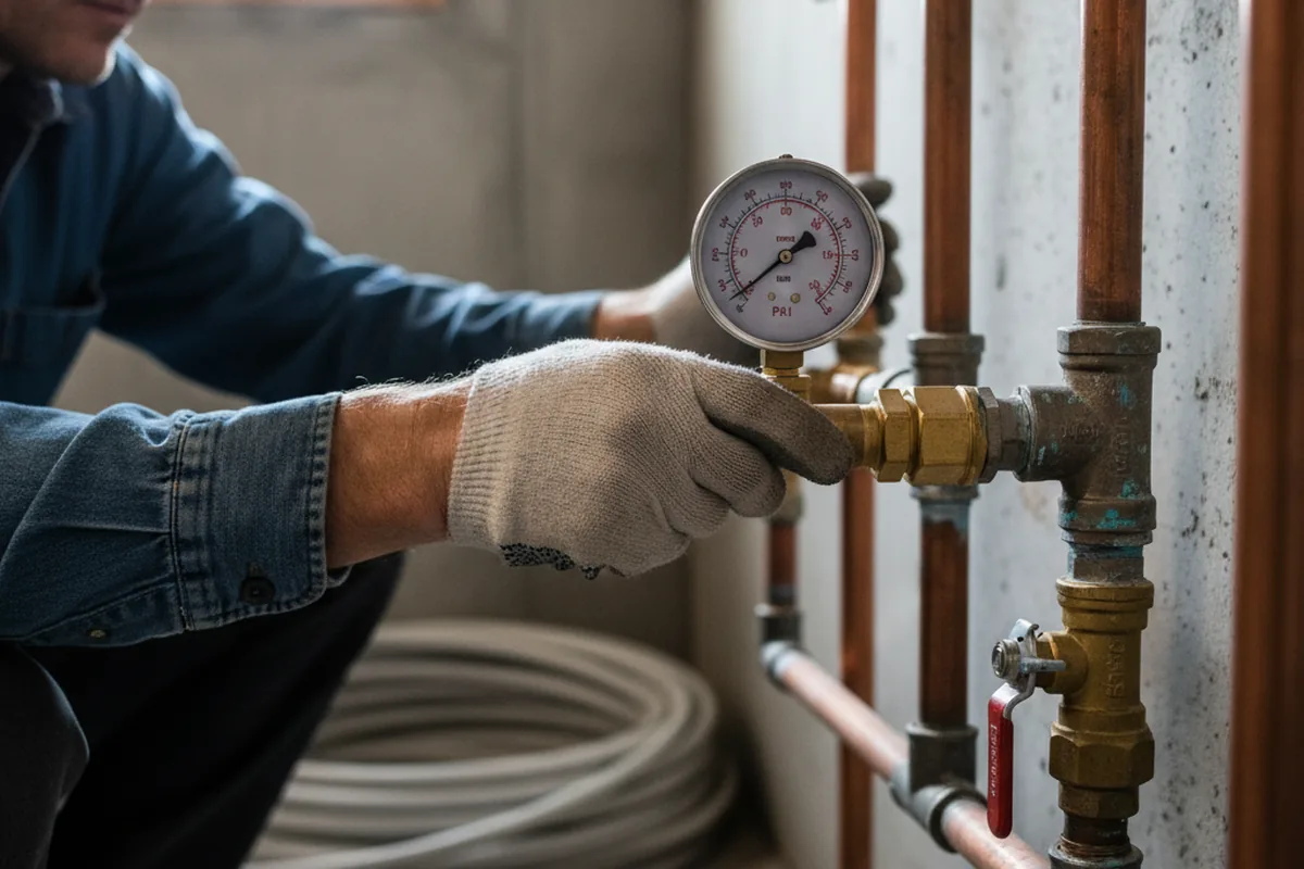 Pressure testing a repaired line during Water Line Repair in Roseland